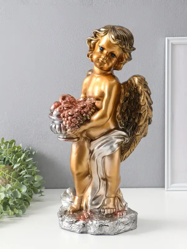 Фигура "Ангел с корзиной" бронза, 47х25х23 см