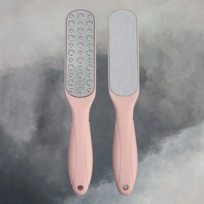 Пилка для пяток, овальная, лазерная, двусторонняя, 23 см, розовая