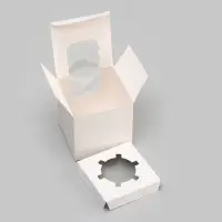 Коробка для капкейка, без ручек, белая, 9×9×9 см
