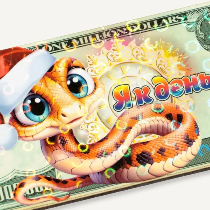 Магнит на холодильник «Купюра. Змея новогодняя. Я к деньгам»,