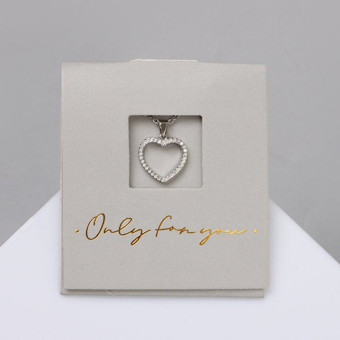 Кулон «Подари счастье» циркон, сердце, белый в серебре, 45 см Кулон «Подари счастье» циркон, сердце, белый в серебре, 45 см