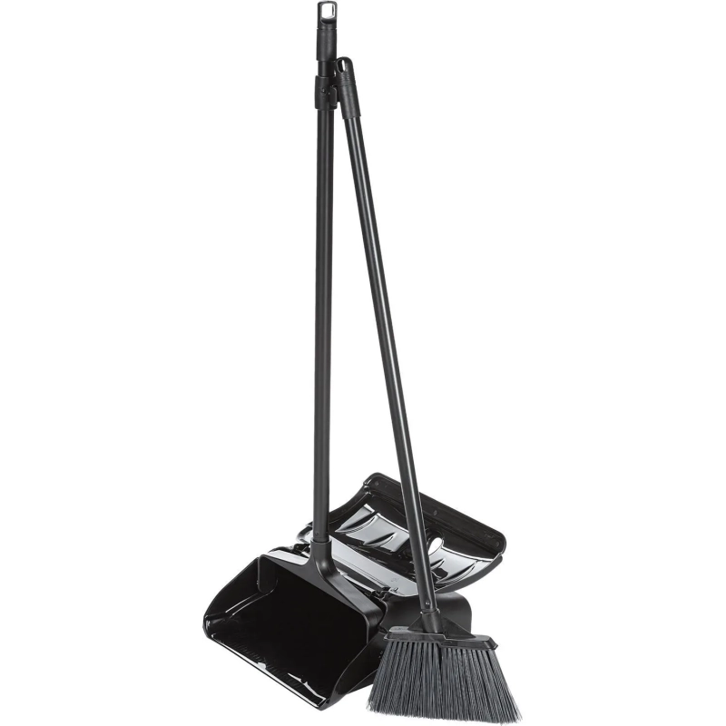 Комплект для уборки совок 30см с крышкой+щетка 15см алюм.ручка 75см