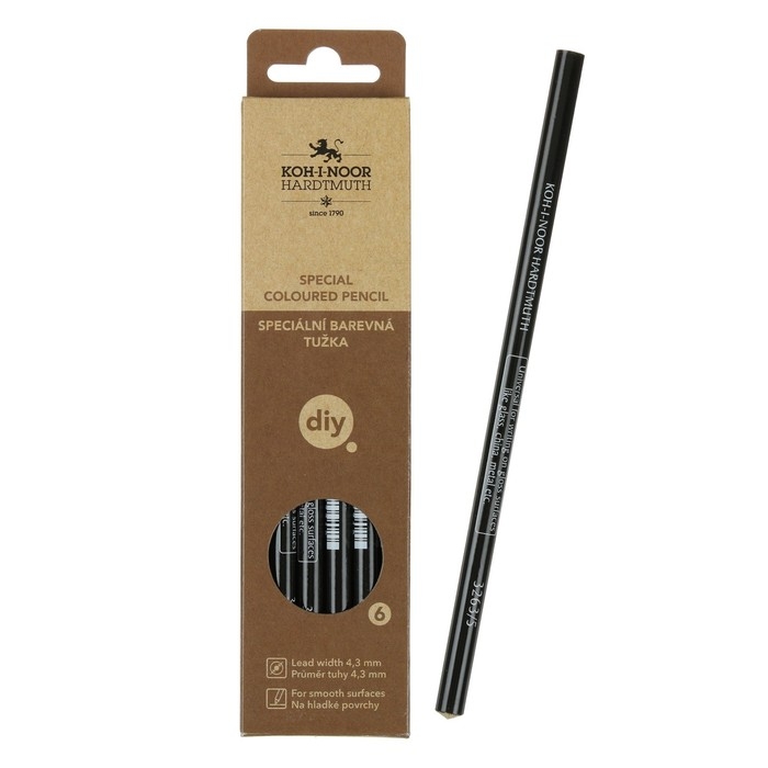 Карандаш незаточенный 4.3 мм, Koh-I-Noor 3263/5, по стеклу, металлу, пластику, чёрный, L=175 мм, МИКС упаковки Карандаш незаточенный 4.3 мм, Koh-I-Noor 3263/5, по стеклу, металлу, пластику, чёрный, L=175 мм, МИКС упаковки