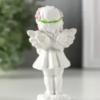 Фигурка полистоун &laquo;Ангел-девочка в розовом венке с розами&raquo;, 12&times;5.2&times;3.3 см, МИКС