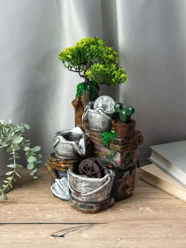 Фонтан Фонтан "Ведерки под деревом" 32х15х13 см (с подсветкой)