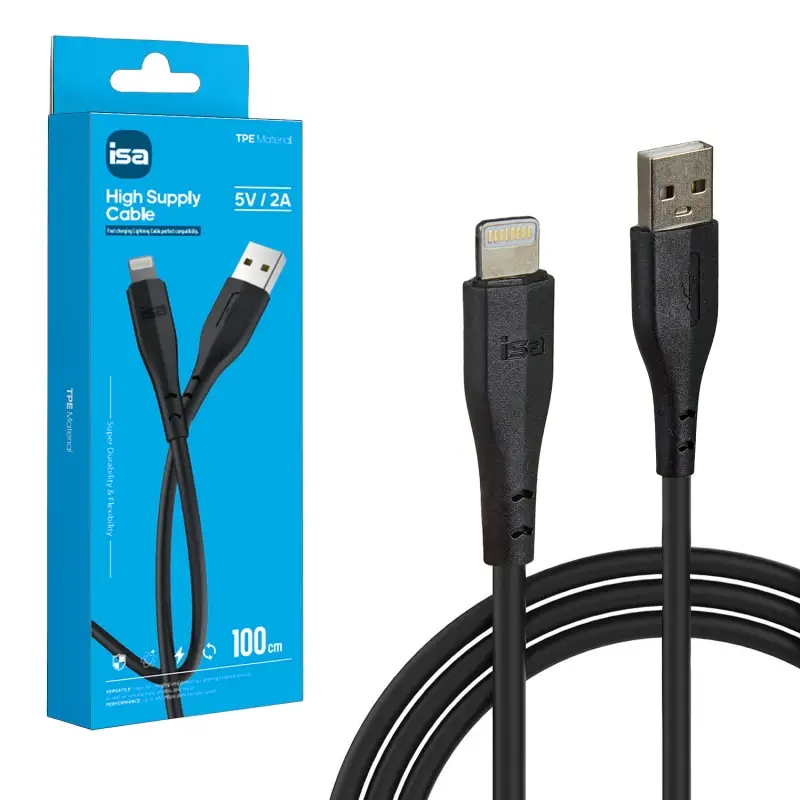 Кабель X7 USB на Lightning 1m 2A ISA черный