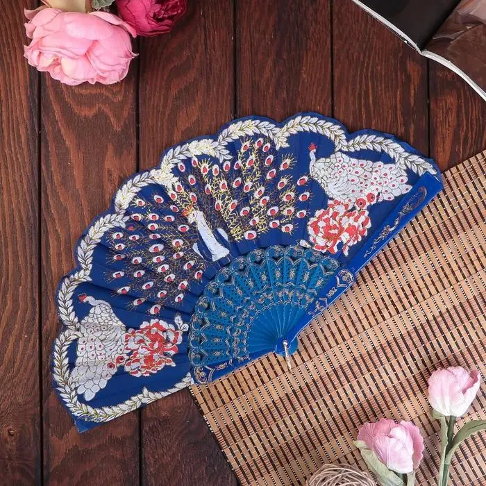 Веер складной h=21 см &laquo;Павлин&raquo;, МИКС