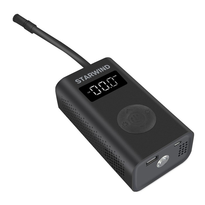 Автомобильный компрессор Starwind CC-140 15л/мин шланг 0.18м, встроенный АКБ Автомобильный компрессор Starwind CC-140 15л/мин шланг 0.18м, встроенный АКБ