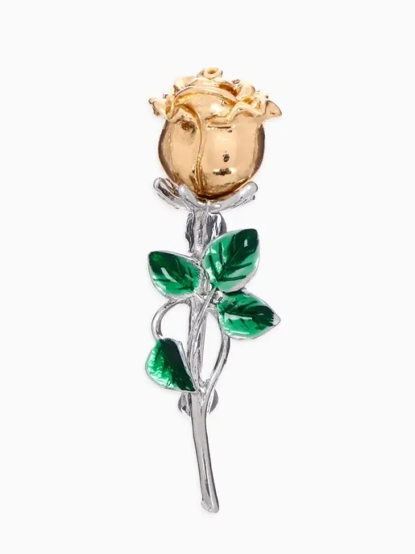 Брошь &laquo;Цветок Роза&raquo;, цвет зелёный в серебро, золотистый