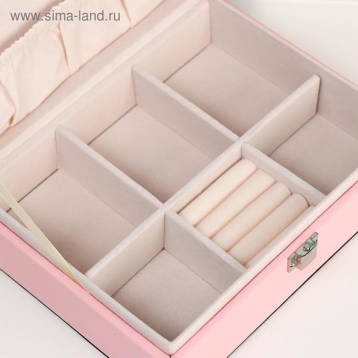 Шкатулка кожзам для украшений  Шкатулка кожзам для украшений "Крестики" розовая 7х24х17.5см