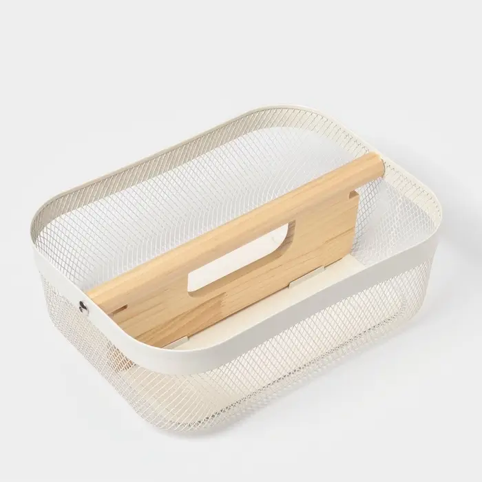 Корзинка универсальная LaDо́m &laquo;Половинки&raquo;, прямоугольная, с ручкой, 32.5&times;24.5&times;11.5 см, белая