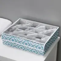 Органайзер для хранения белья Доляна &laquo;Лагуна&raquo;, 24 ячейки, с прозрачной крышкой, 38&times;30&times;10 см, бирюзовый