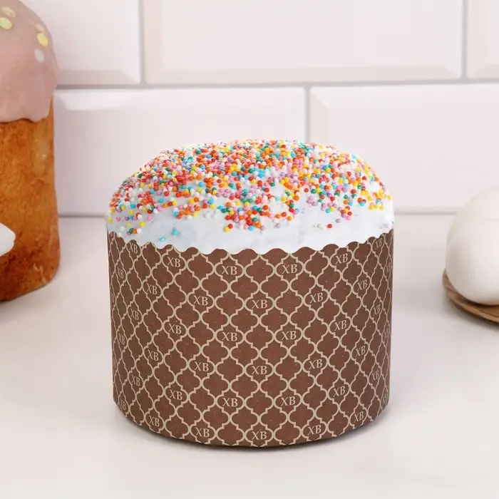 Форма для выпечки кулича бумажная &laquo;ХВ Золотое&raquo;, одноразовые, 13.4&times;9 см, коричневые