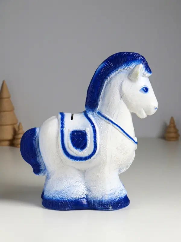 Копилка "Лошадка пони" 23х20х10,5 см, бело-голубой