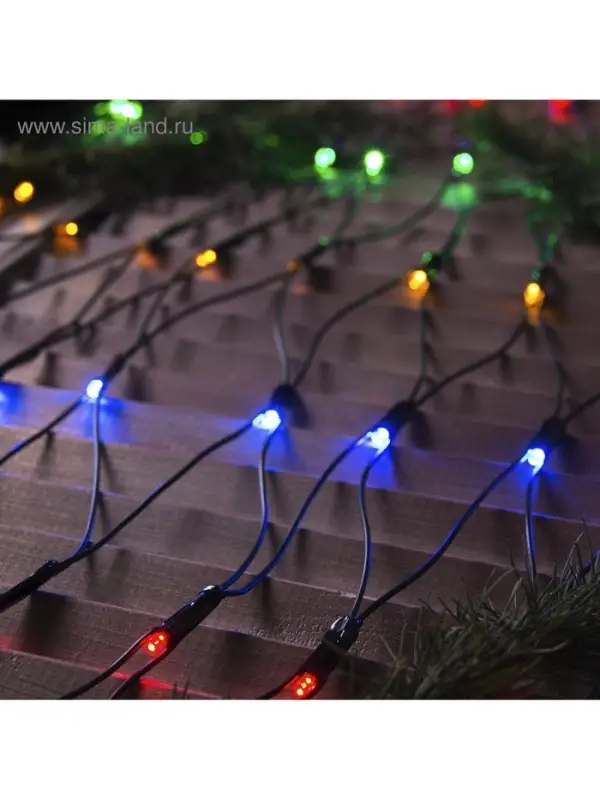 Гирлянда &laquo;Сеть&raquo; 2&times;1.5 м, IP44, УМС, тёмная нить, 192 LED, свечение мульти, 220 В
