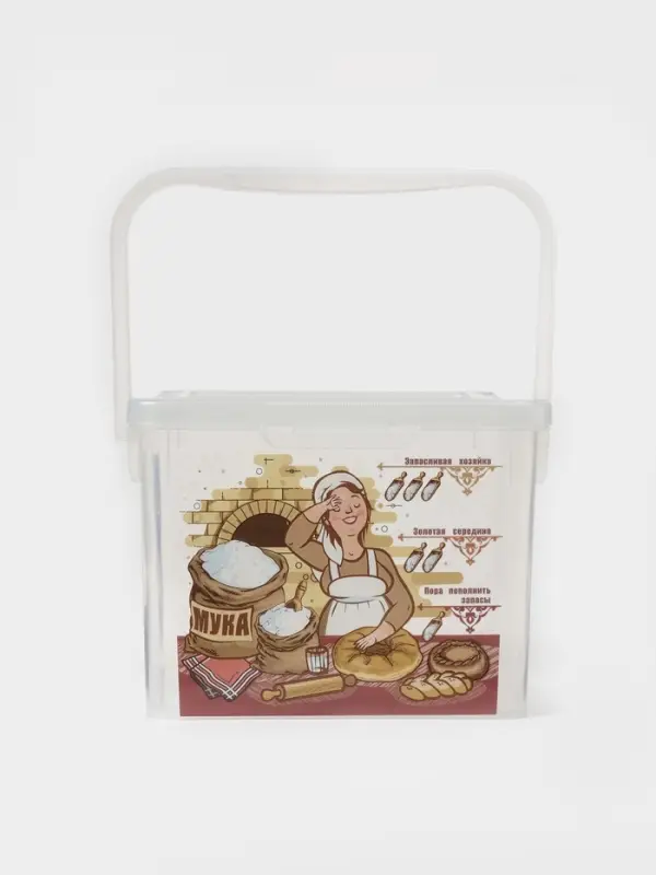 Контейнер для муки с ручкой, 5 л, пластик, прозрачный