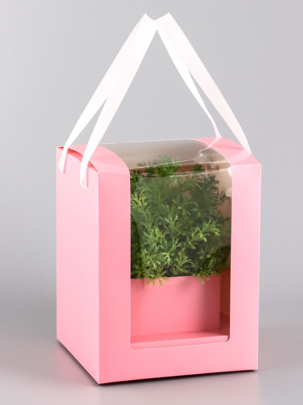 Коробка для цветов, 16 х 16 х 20 см, розовая Коробка для цветов, 16 х 16 х 20 см, розовая