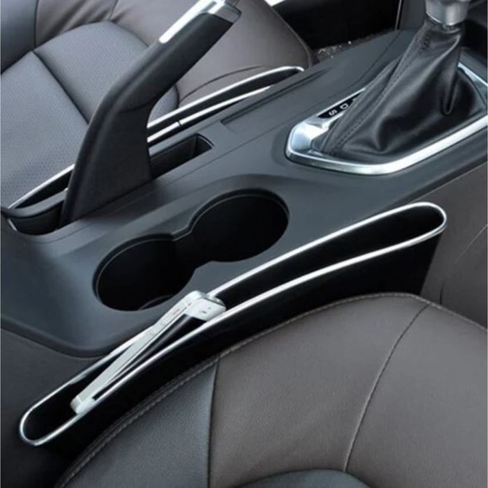 Органайзер для мелочей между сидений 35х11 см, чёрный, набор 2 шт Органайзер для мелочей между сидений 35х11 см, чёрный, набор 2 шт