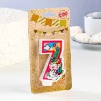 Свеча в торт «Единорог с шариком», цифра 7, розовый, 6.5 см Свеча в торт «Единорог с шариком», цифра 7, розовый, 6.5 см