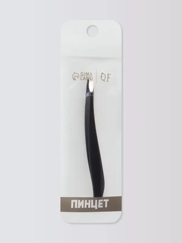 Пинцет скошенный, узкий 9 см, чёрный