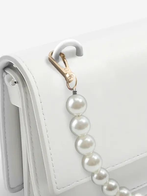 Ручка для сумки, жемчужные бусы, d=12, 14, 16 мм, 39 см, цвет белый, золотой