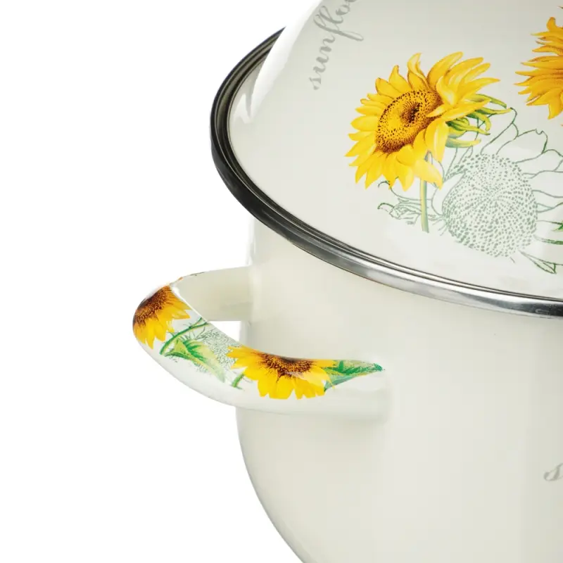 VETTA Подсолнухи Кастрюля эмалированная, 22см, 3,6л, индукция