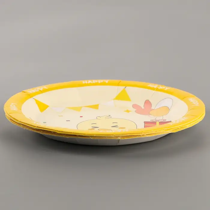 Тарелки бумажные одноразовые «Счастливый цыплёнок», 6 шт.