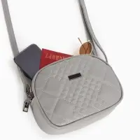 Сумка женская кросс-боди на молнии, 19&times;7&times;15 см, в клетку, серая