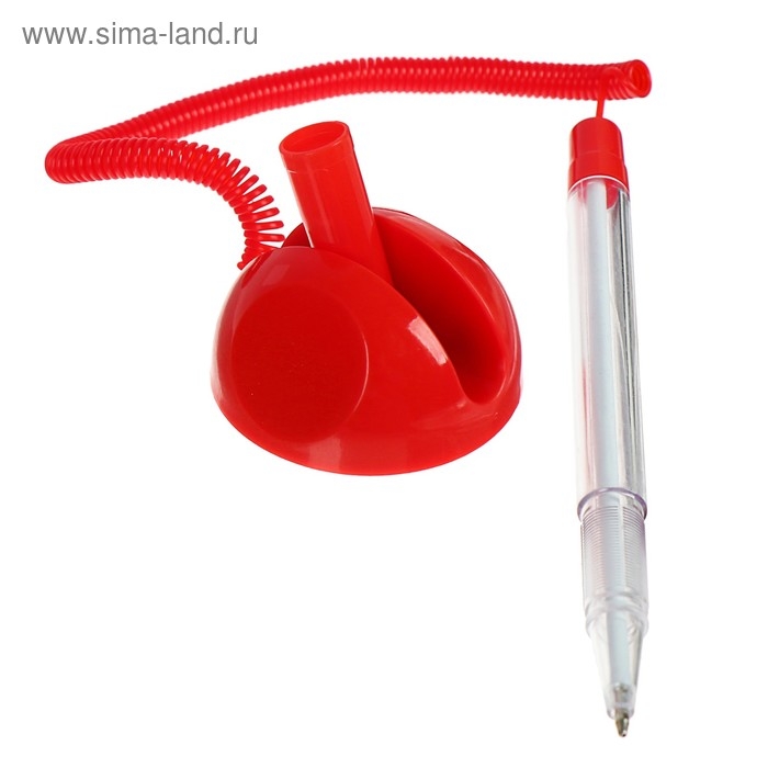 Ручка шариковая 0.5 мм на подставке  Ручка шариковая 0.5 мм на подставке "Стоп" с липучкой и шнуром, стержень синий, корпус КРАСНЫЙ (штрихкод на штуке)