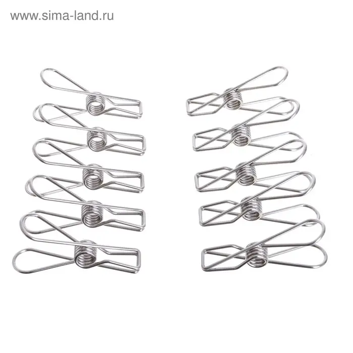 Прищепки из нержавеющей стали, 10 шт. 6&times;1.5&times;2, цвет хром