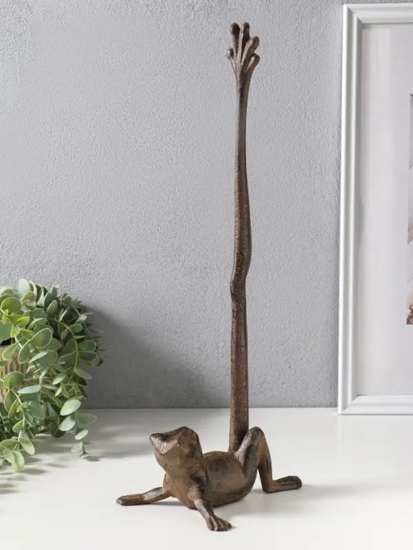 Сувенир чугун держатель для бумажных полотенец "Лягуха" 13,5х15х42 см