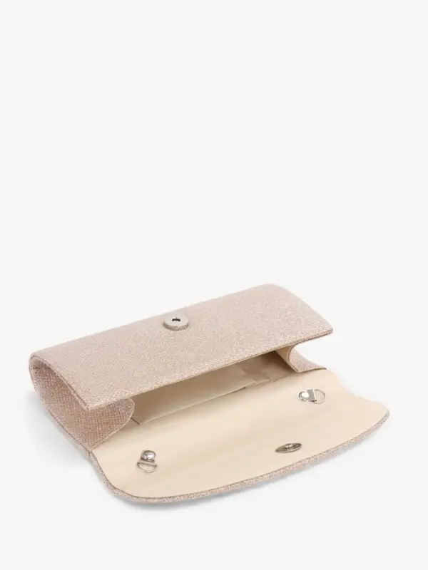 Клатч женский, на магните, с длинной цепочкой, блестящий, цвет золотой