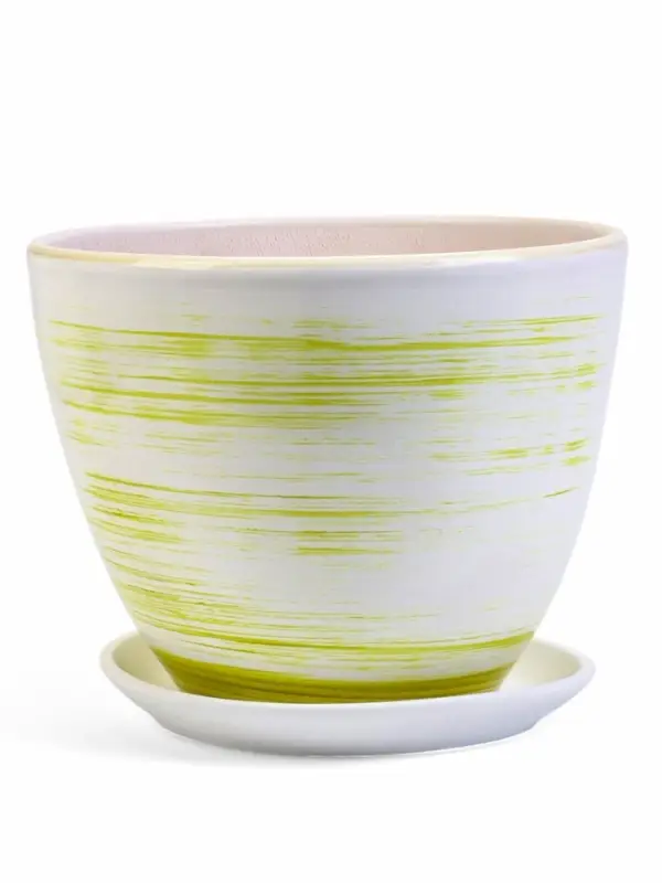 Горшок цветочный поддоном  8 л,  керамика, Тропики (М) Горшок цветочный поддоном  8 л,  керамика, Тропики (М)