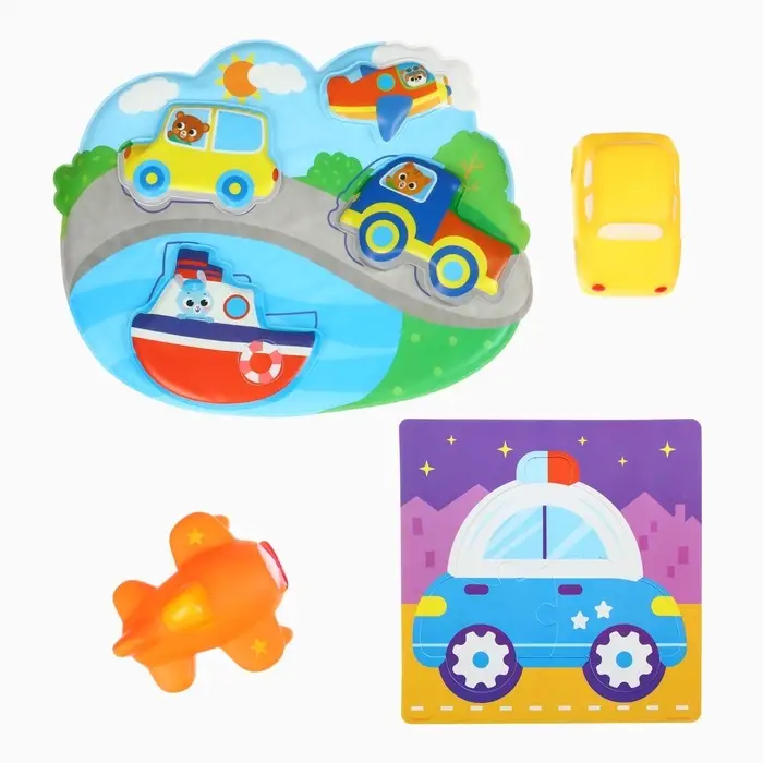 Игрушки резиновые для купания Крошка Я &laquo;Машинки&raquo;, пазл, развивающие игрушки