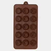 Форма для конфет и шоколада &laquo;Дольче&raquo;, силикон, 20&times;11&times;1.8 см, 15 ячеек, коричневая