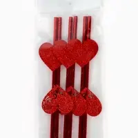 Трубочки для коктейля «Сердечки», красные, 6 шт