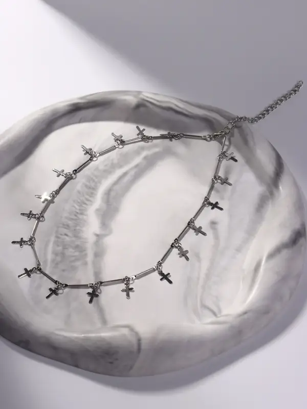 Чокер &laquo;Металлика&raquo;, крестики, цвет серебро, L=30 см