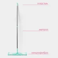 Швабра для мытья пола плоская Доляна, насадка из микрофибры букли 42&times;12 см, телескопическая стальная ручка 80(130) см