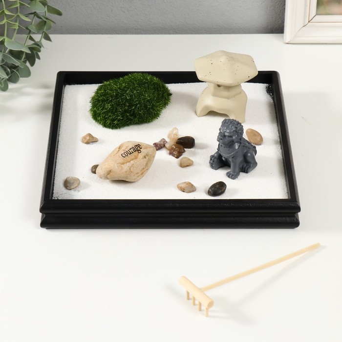 Сад камней Дзен  Сад камней Дзен "Каменный лев" песок 24х24х10,5 см