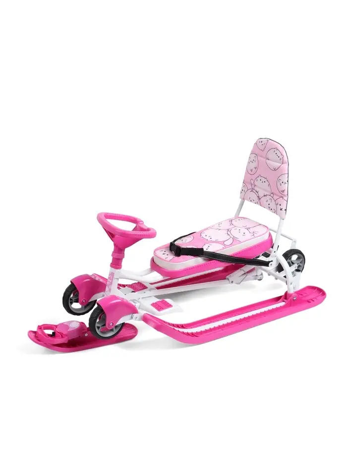 Снегокат «Котики», с родительской ручкой, со спинкой, розовый, ТС6-СЛ/К Snow Cat Снегокат «Котики», с родительской ручкой, со спинкой, розовый, ТС6-СЛ/К Snow Cat