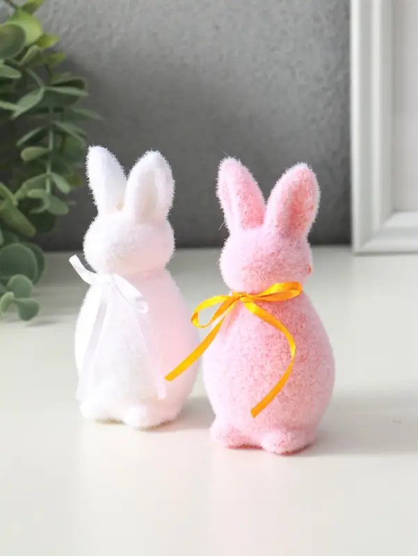 Декор пасхальный Декор пасхальный "Два кролика с бантиками" набор 2 шт 4х4,5х10,5 см