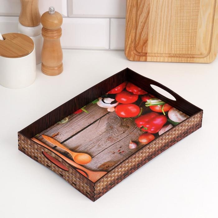 Поднос с ручками Поднос с ручками "Обед", деревянный, 30х20х4,5см