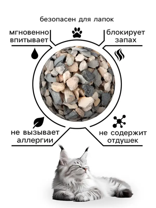 Наполнитель минеральный впитывающий &laquo;Пижон&raquo; для длинношерстных кошек, 5 л