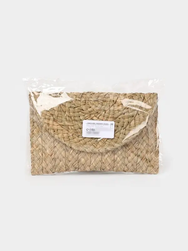 Сумка клатч плетёная из сиграсса, 26&times;16&times;3 см, бежевая