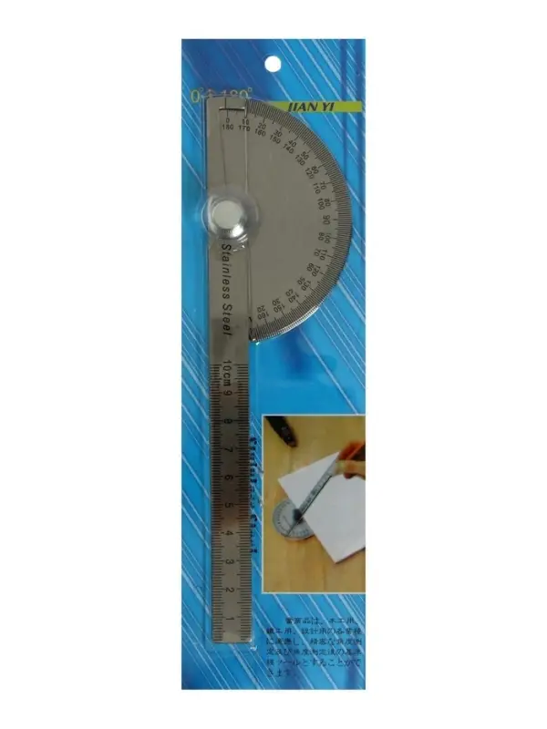 Линейка-транспортир, 10 см, нержавеющая сталь