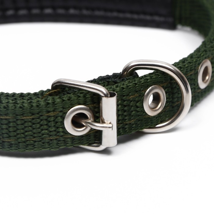 Ошейник Ошейник "Комфорт" комбинированный (полиэстер, иск. кожа) 39 х 1,5 см, ОШ 28-35 см, тёмно-зелёный 609