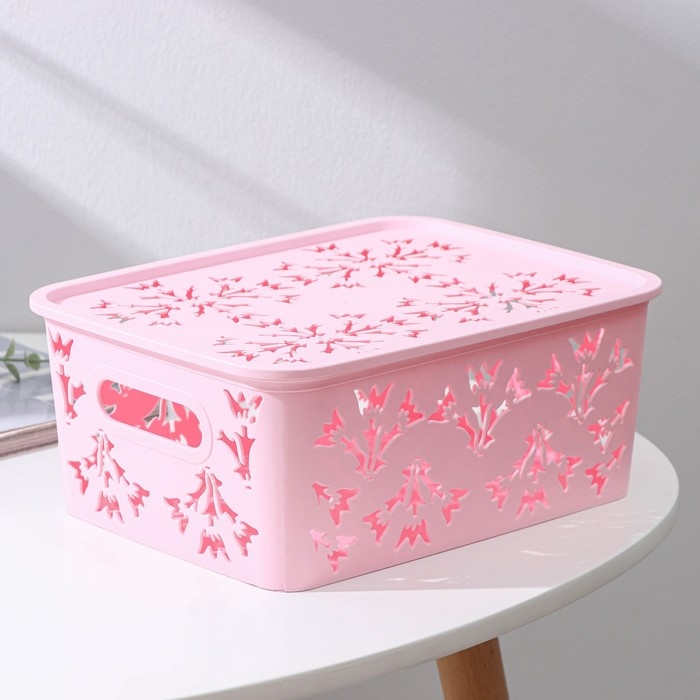 Контейнер для хранения с крышкой «Колокольчики», пластик, 25,5×20×11 см, цвет МИКС Контейнер для хранения с крышкой «Колокольчики», пластик, 25,5×20×11 см, цвет МИКС