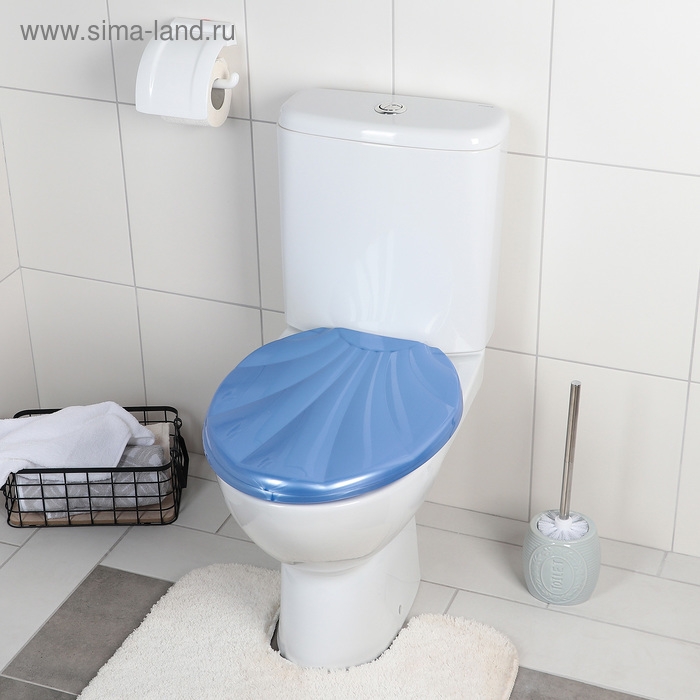 Сиденье для унитаза «Ракушка», 44,5×37 см, с крышкой, голубой перламутр Сиденье для унитаза «Ракушка», 44,5×37 см, с крышкой, голубой перламутр