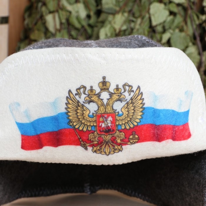 Шапка - ушанка для бани  Шапка - ушанка для бани "Герб"