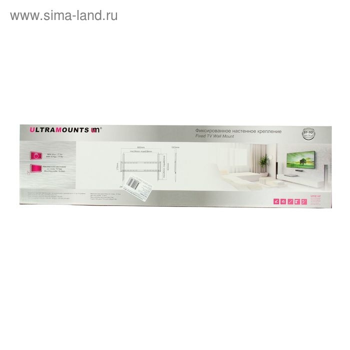 Кронштейн Ultramounts UM814F, для ТВ, фиксированный, 37-75 Кронштейн Ultramounts UM814F, для ТВ, фиксированный, 37-75", 19.5 мм от стены, черный